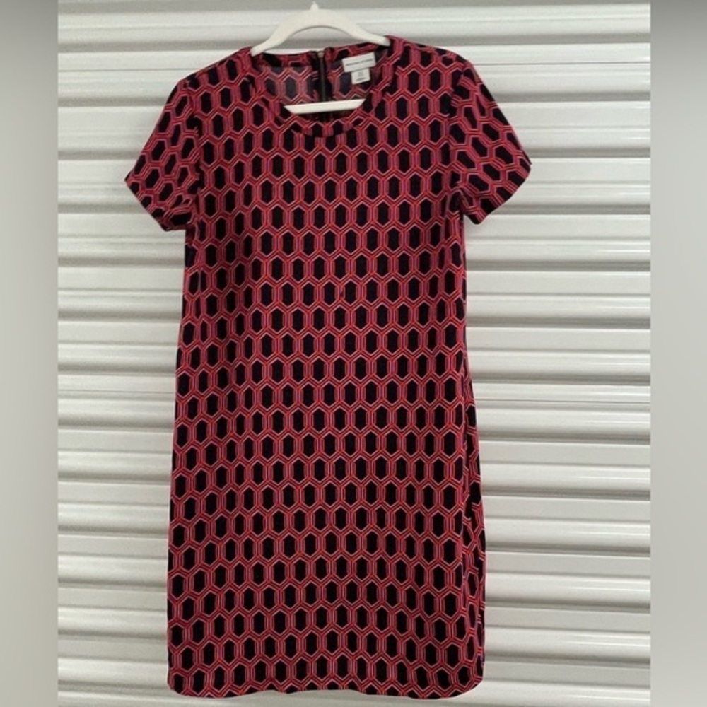 Adrienne Vittadini Black and Red Sheath Mini Dress Size 6